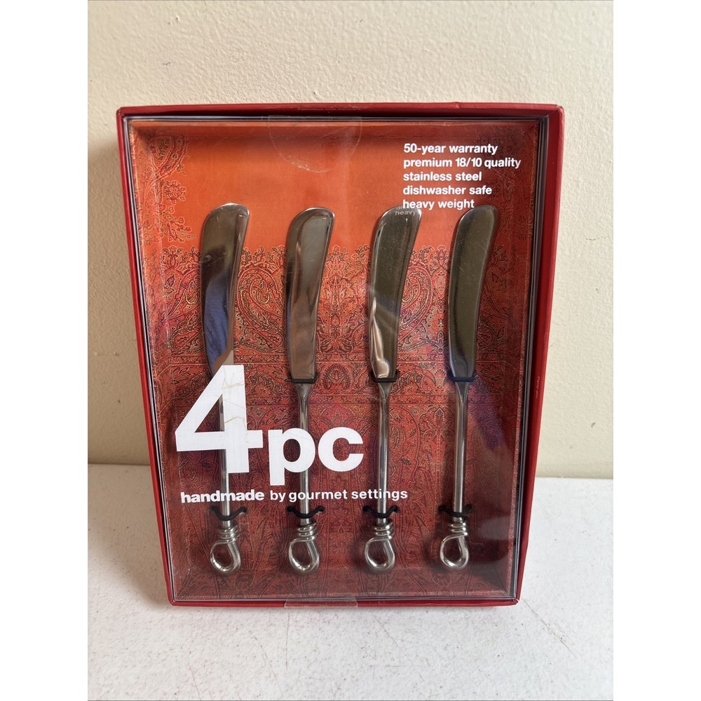 Gourmet Settings Exotique Platinum 18/10 Stainless Steel Spreader Set Of 4 NIB